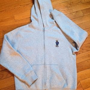 Polo Ralph Lauren boys hoodie size M 10/12 grey teddy bear logo